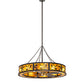Meyda Lighting Oak Leaf 56" 20-Light Textured Black Chandelier With Amber Mica Shade Glass and Fan