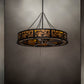 Meyda Lighting Oak Leaf 56" 20-Light Textured Black Chandelier With Amber Mica Shade Glass and Fan
