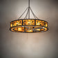 Meyda Lighting Oak Leaf 56" 20-Light Textured Black Chandelier With Amber Mica Shade Glass and Fan