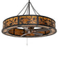 Meyda Lighting Oak Leaf 56" 20-Light Textured Black Chandelier With Amber Mica Shade Glass and Fan
