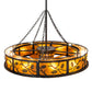 Meyda Lighting Oak Leaf 56" 20-Light Textured Black Chandelier With Amber Mica Shade Glass and Fan