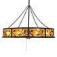 Meyda Lighting Oak Leaf 56" 20-Light Textured Black Chandelier With Amber Mica Shade Glass and Fan