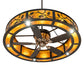 Meyda Lighting Oak Leaf 56" 20-Light Textured Black Chandelier With Amber Mica Shade Glass and Fan