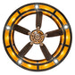 Meyda Lighting Oak Leaf 56" 20-Light Textured Black Chandelier With Amber Mica Shade Glass and Fan