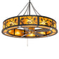 Meyda Lighting Oak Leaf 56" 20-Light Textured Black Chandelier With Amber Mica Shade Glass and Fan