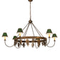 Meyda Lighting Oak Leaf 57" 6-Light Antique Copper Chandelier With Green Shade