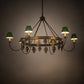 Meyda Lighting Oak Leaf 57" 6-Light Antique Copper Chandelier With Green Shade