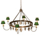 Meyda Lighting Oak Leaf 57" 6-Light Antique Copper Chandelier With Green Shade