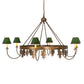 Meyda Lighting Oak Leaf 57" 6-Light Antique Copper Chandelier With Green Shade