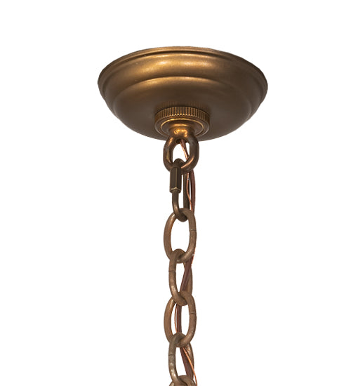 Meyda Lighting Oak Leaf 57" 6-Light Antique Copper Chandelier With Green Shade