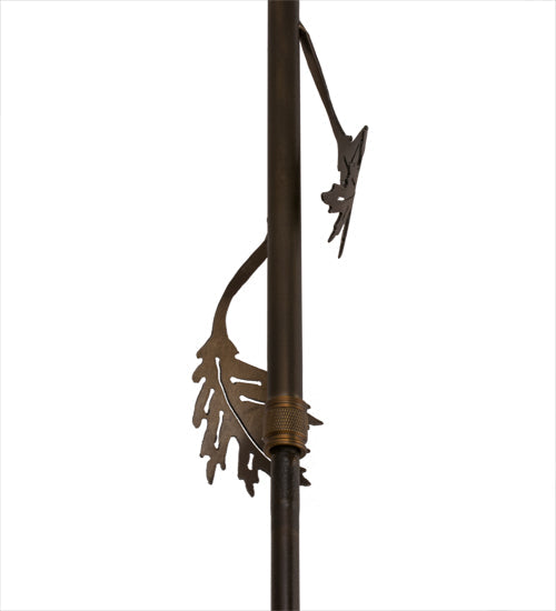 Meyda Lighting Oak Leaf 6" Antique Copper Mini Pendant Light With Yellow & Amber Shade Glass