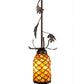 Meyda Lighting Oak Leaf 6" Antique Copper Mini Pendant Light With Yellow & Amber Shade Glass
