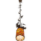 Meyda Lighting Oak Leaf 6" Antique Copper Mini Pendant Light With Yellow & Amber Shade Glass