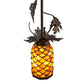 Meyda Lighting Oak Leaf 6" Antique Copper Mini Pendant Light With Yellow & Amber Shade Glass