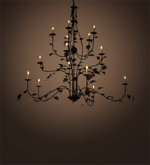 Meyda Lighting Oak Leaf 72" 15-Light Cafe Noir Chandelier With Ivory Faux Candlelight