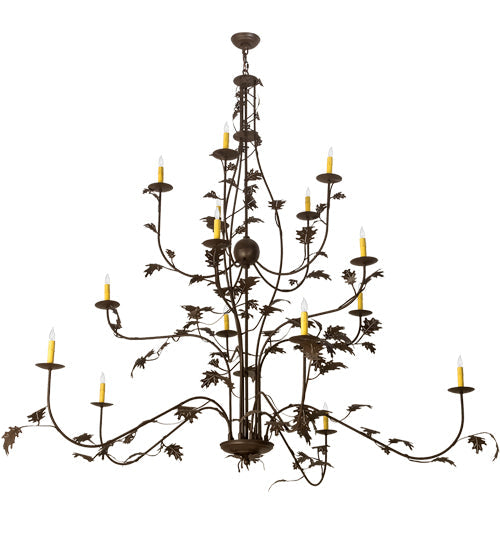 Meyda Lighting Oak Leaf 72" 15-Light Cafe Noir Chandelier With Ivory Faux Candlelight