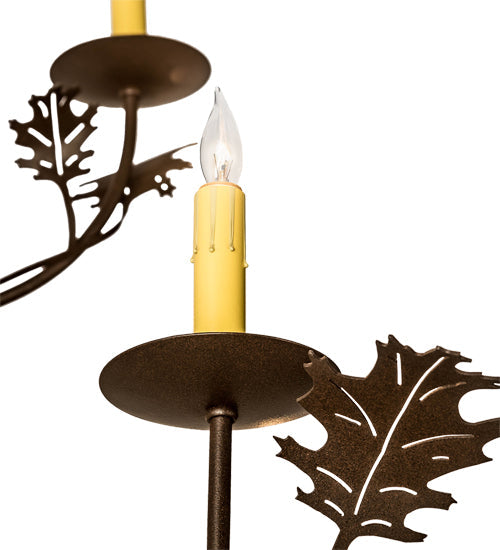 Meyda Lighting Oak Leaf 72" 15-Light Cafe Noir Chandelier With Ivory Faux Candlelight