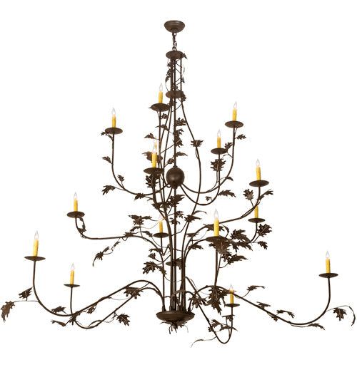 Meyda Lighting Oak Leaf 72" 15-Light Cafe Noir Chandelier With Ivory Faux Candlelight