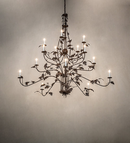 Meyda Lighting Oak Leaf 72" 15-Light Cafe Noir Chandelier With White Faux Candlelight