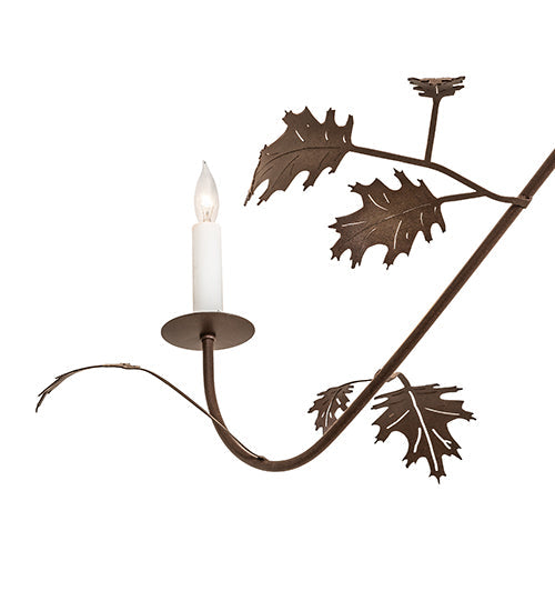 Meyda Lighting Oak Leaf 72" 15-Light Cafe Noir Chandelier With White Faux Candlelight