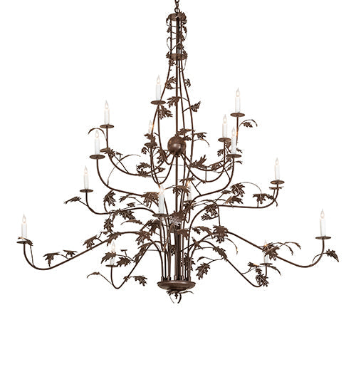 Meyda Lighting Oak Leaf 72" 15-Light Cafe Noir Chandelier With White Faux Candlelight