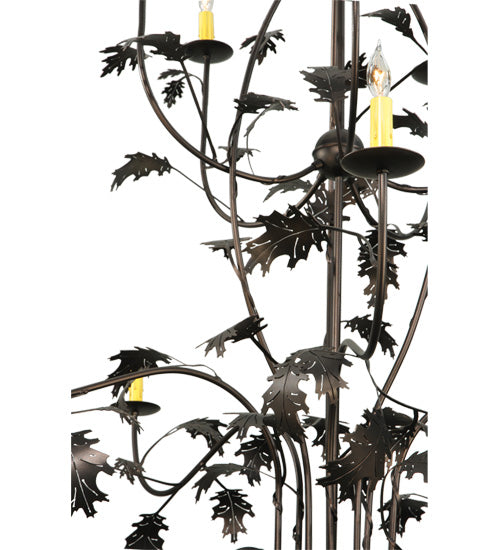 Meyda Lighting Oak Leaf 72" 15-Light Mahogany Bronze Chandelier With Ivory Faux Candlelight