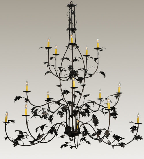 Meyda Lighting Oak Leaf 72" 15-Light Mahogany Bronze Chandelier With Ivory Faux Candlelight