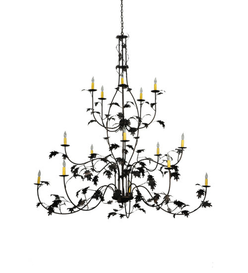 Meyda Lighting Oak Leaf 72" 15-Light Mahogany Bronze Chandelier With Ivory Faux Candlelight