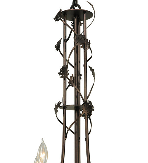 Meyda Lighting Oak Leaf 72" 15-Light Mahogany Bronze Chandelier With Ivory Faux Candlelight