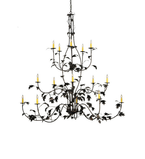 Meyda Lighting Oak Leaf 72" 15-Light Mahogany Bronze Chandelier With Ivory Faux Candlelight