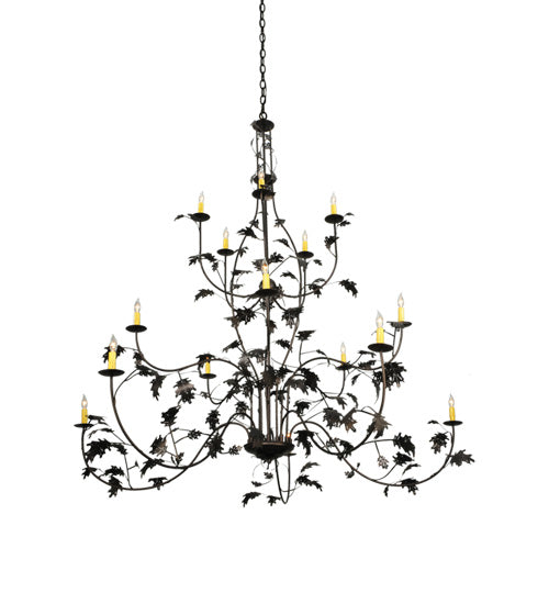 Meyda Lighting Oak Leaf 72" 15-Light Mahogany Bronze Chandelier With Ivory Faux Candlelight