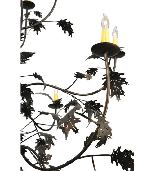 Meyda Lighting Oak Leaf 72" 15-Light Mahogany Bronze Chandelier With Ivory Faux Candlelight