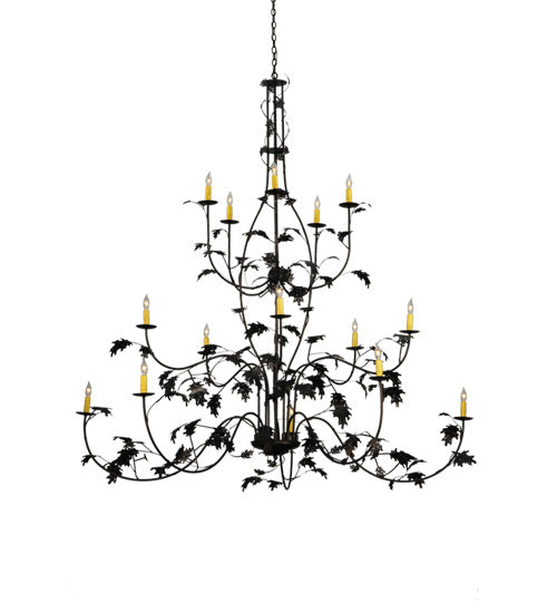 Meyda Lighting Oak Leaf 72" 15-Light Mahogany Bronze Chandelier With Ivory Faux Candlelight