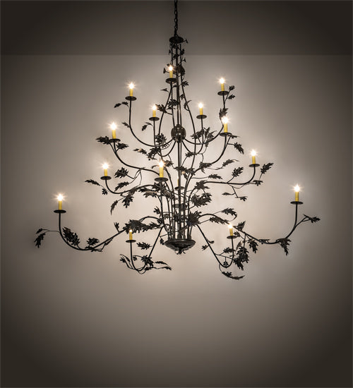 Meyda Lighting Oak Leaf 72" 15-Light Timeless Bronze Chandelier With Ivory Faux Candlelight