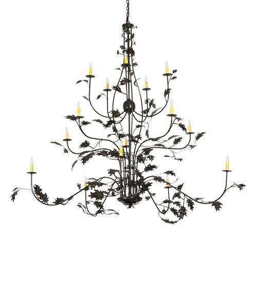 Meyda Lighting Oak Leaf 72" 15-Light Timeless Bronze Chandelier With Ivory Faux Candlelight