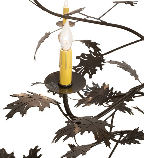 Meyda Lighting Oak Leaf 72" 15-Light Timeless Bronze Chandelier With Ivory Faux Candlelight