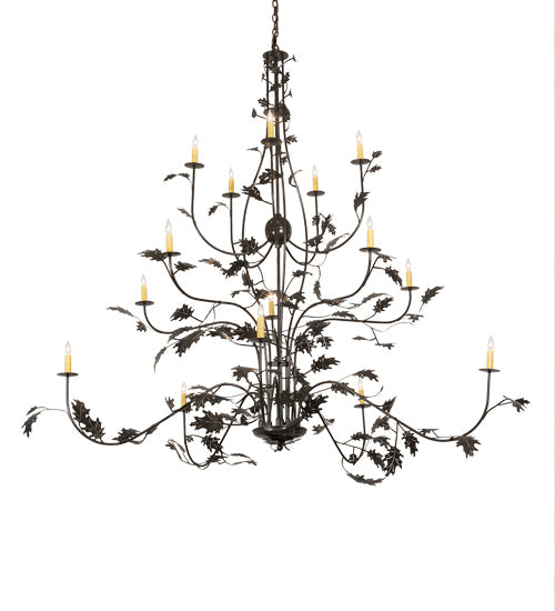 Meyda Lighting Oak Leaf 72" 15-Light Timeless Bronze Chandelier With Ivory Faux Candlelight