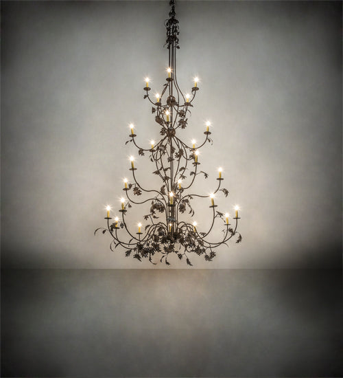 Meyda Lighting Oak Leaf 72" 25-Light Cafe Noir Chandelier With Ivory Faux Candlelight