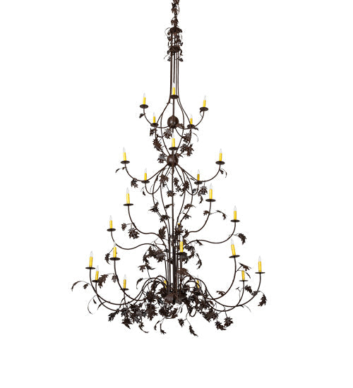 Meyda Lighting Oak Leaf 72" 25-Light Cafe Noir Chandelier With Ivory Faux Candlelight