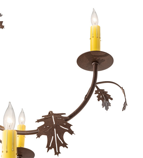 Meyda Lighting Oak Leaf 72" 25-Light Cafe Noir Chandelier With Ivory Faux Candlelight