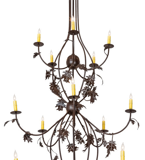 Meyda Lighting Oak Leaf 72" 25-Light Cafe Noir Chandelier With Ivory Faux Candlelight