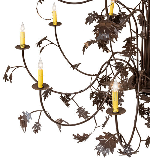 Meyda Lighting Oak Leaf 72" 25-Light Cafe Noir Chandelier With Ivory Faux Candlelight