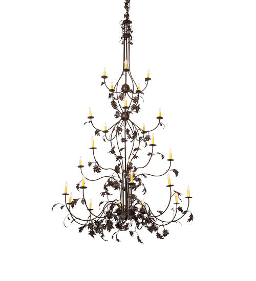 Meyda Lighting Oak Leaf 72" 25-Light Cafe Noir Chandelier With Ivory Faux Candlelight