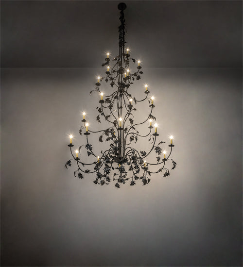 Meyda Lighting Oak Leaf 72" 25-Light Timeless Bronze Chandelier With Ivory Faux Candlelight