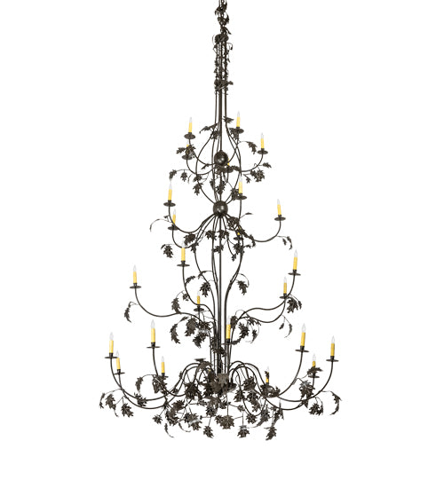 Meyda Lighting Oak Leaf 72" 25-Light Timeless Bronze Chandelier With Ivory Faux Candlelight