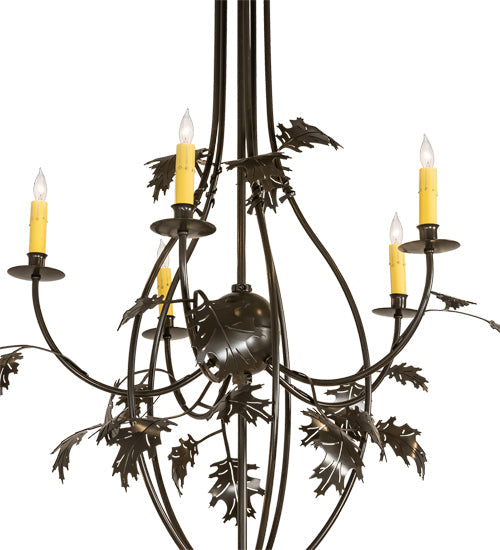 Meyda Lighting Oak Leaf 72" 25-Light Timeless Bronze Chandelier With Ivory Faux Candlelight