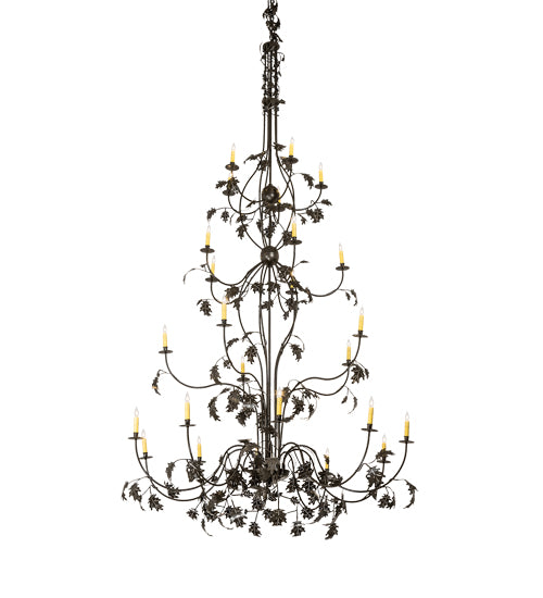 Meyda Lighting Oak Leaf 72" 25-Light Timeless Bronze Chandelier With Ivory Faux Candlelight
