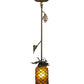 Meyda Lighting Oak Leaf 8" Antique Copper Mini Pendant Light With Ruby & Green Stained Shade Glass