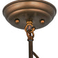 Meyda Lighting Oak Leaf 8" Antique Copper Mini Pendant Light With Ruby & Green Stained Shade Glass