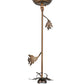 Meyda Lighting Oak Leaf 8" Antique Copper Mini Pendant Light With Ruby & Green Stained Shade Glass